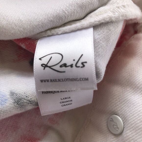 Rails White Knox Stars Women's American Flag Hand Painted Denim Jean Jacket Sz L - Picture 9 of 16